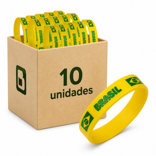 Kit 10 Pulseira Silicone Brasil Torcida Futebol Copa  Mundo