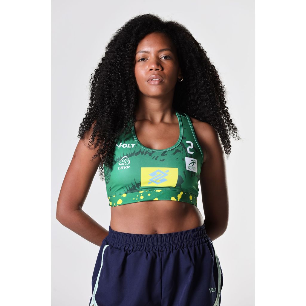 Top 2 Vôlei de Praia Brasil Oficial Feminino Verde Volt