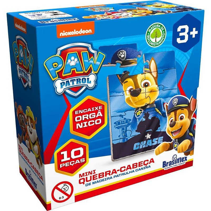 Kit com 6 Quebra-cabeça sortido De Madeira Patrulha Canina Mini 10 Peças