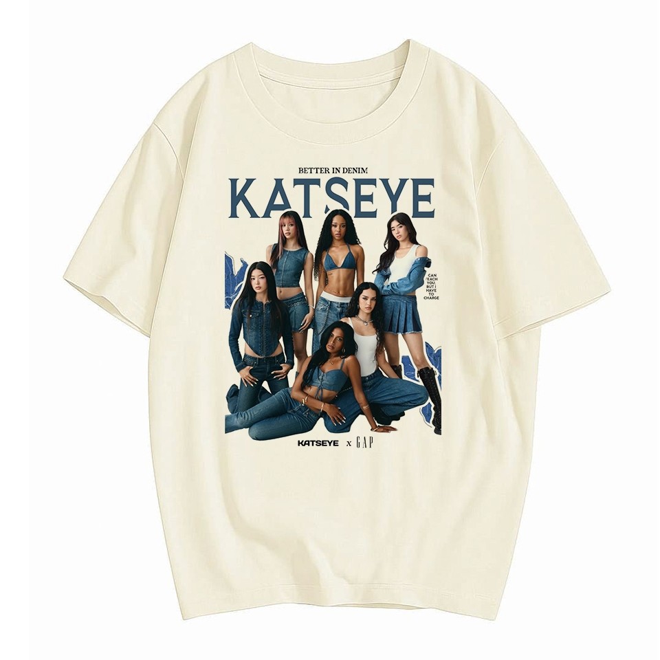 Camiseta oferta Camiseta Katseye x GAP - [Premium Exclusiva] Blusa grupo pop banda music dance tshirt