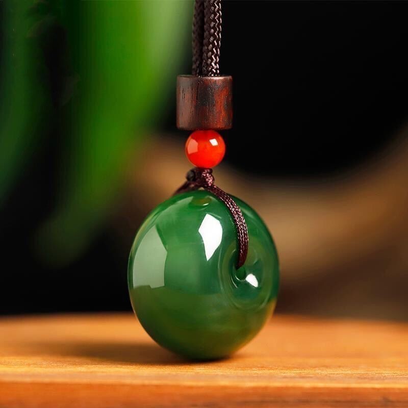 Natural Hetian Jade Jasper fivela segura russo Material antigo espinafre verde pingente colecionável olho de gato pingen