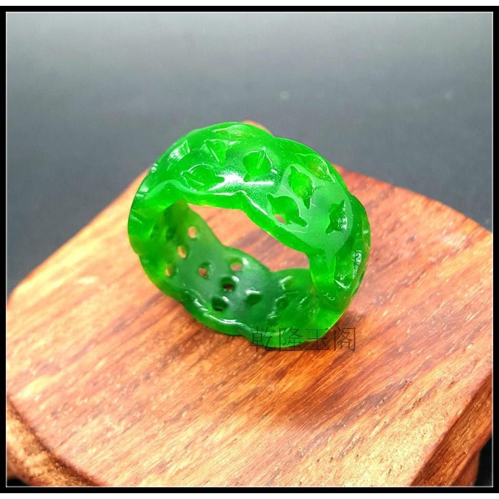 Jade Natural seco verde jade oco esculpido anel masculino feminino estilo Tielongsheng esmeralda chave de transferência
