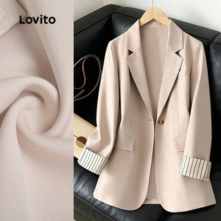 (New Arrival) Lovito Blazer Casual de Tecido Abotoado Bolso Falso Cor Damasco para Mulheres outono/inverno LBL36027