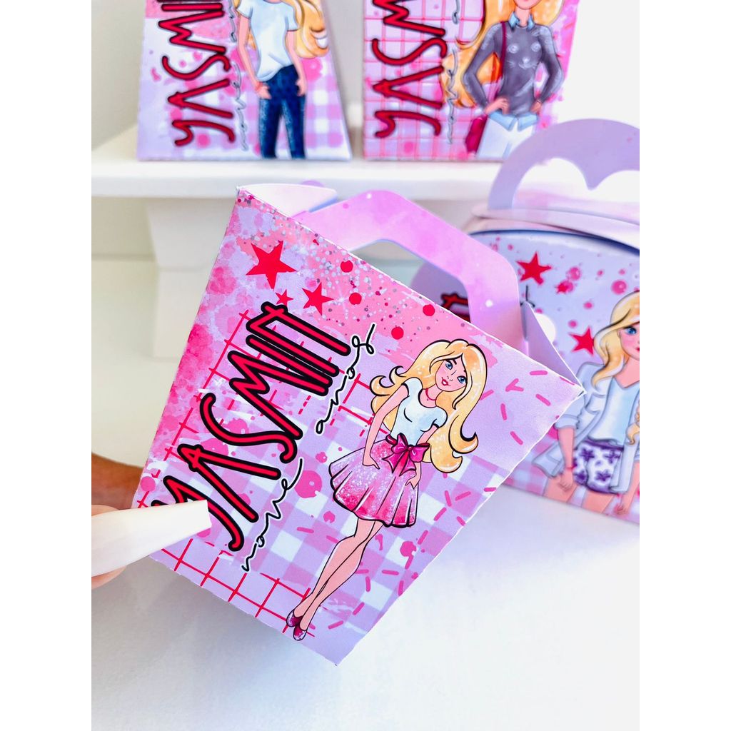 Caixinhas personalizadas BARBIE Aquarela (pegue e monte) - Kit Caixas Lembrancinha Mimo para Festa Boneca Princesa