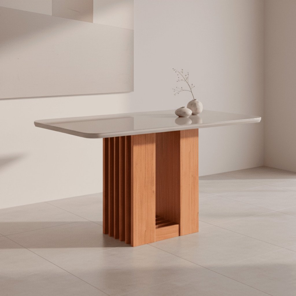 Mesa para Sala de Jantar Ariela 160 cm Marrom/Cinamomo/Offwhite