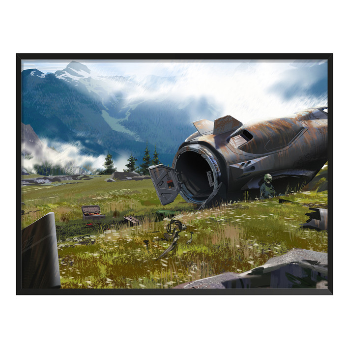 Quadro Decorativo Juego Halo Capsula Escape Anillo Zeta Decoração Presente Sala Quarto