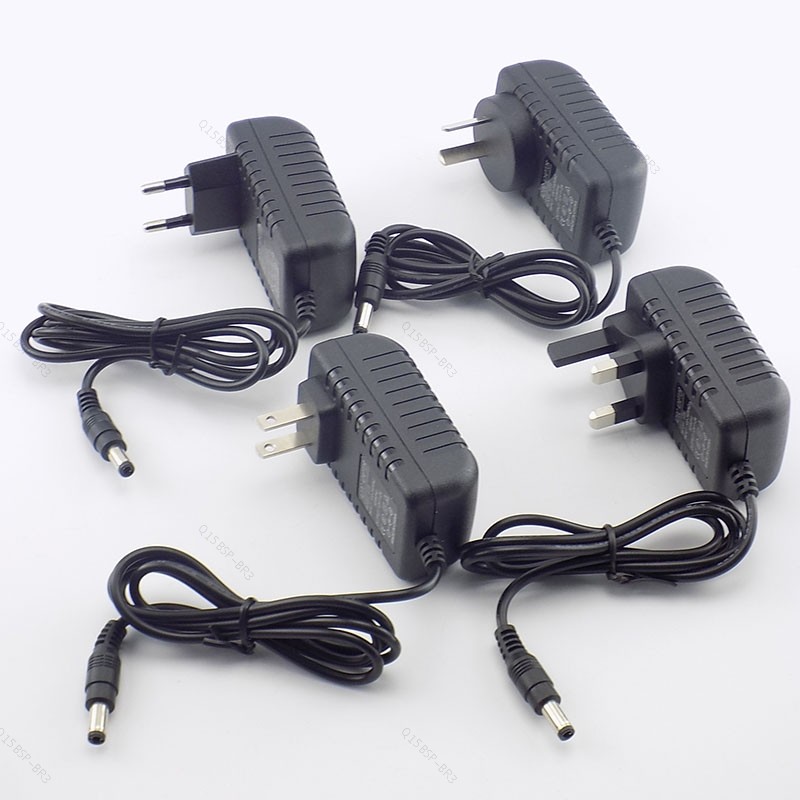 Adaptador AC DC 12V 2A 2000ma Fonte De Alimentação Ue Reino Unido AU Eua Plug Carregador De Parede Para Lâmpada De Luz D