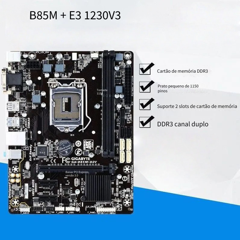Placa-mãe B85 com conjunto de CPU da placa-mãe E3 1231 V3
