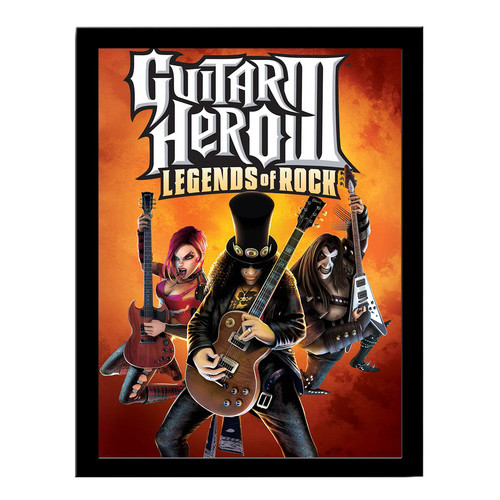 Quadro Decorativo Guitar Hero 3 Emoldurado Decoração Parede