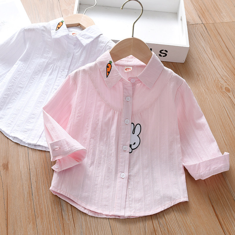 Marca menina camisa branca 2026 novo estilo primavera outono menina bebê Casual crianças branco topo roupas infantis cam