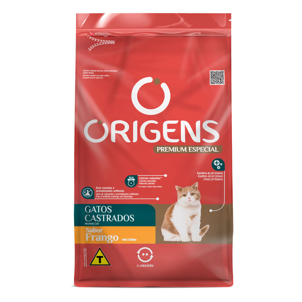 Ração para Gatos Castrados Origens Premium Especial Sabor Frango 3Kg