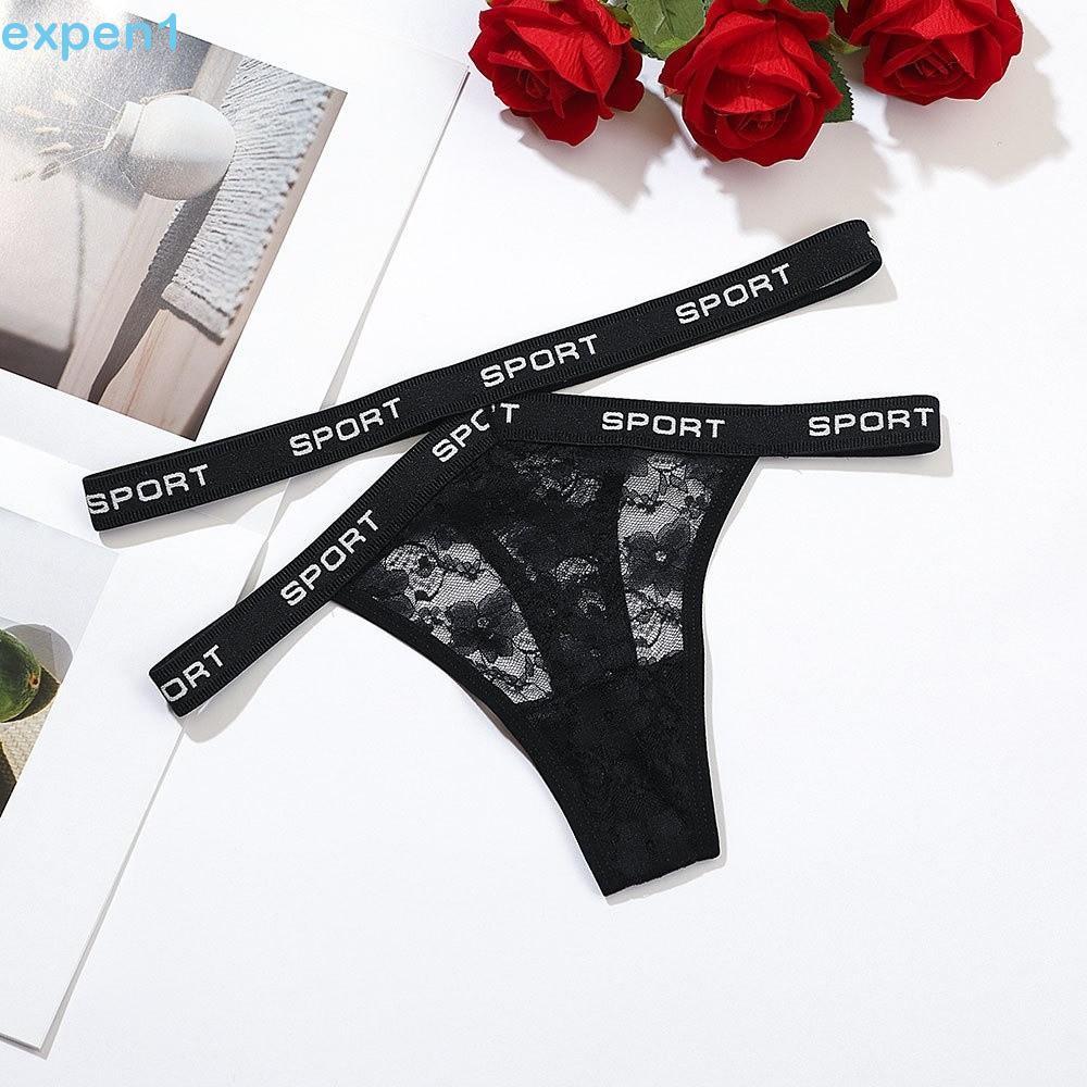 Calcinha Tanga De Renda EXPEN , Letras Inglesas Esportivas Sem Rastros , Cuecas Femininas E Flores , Costura