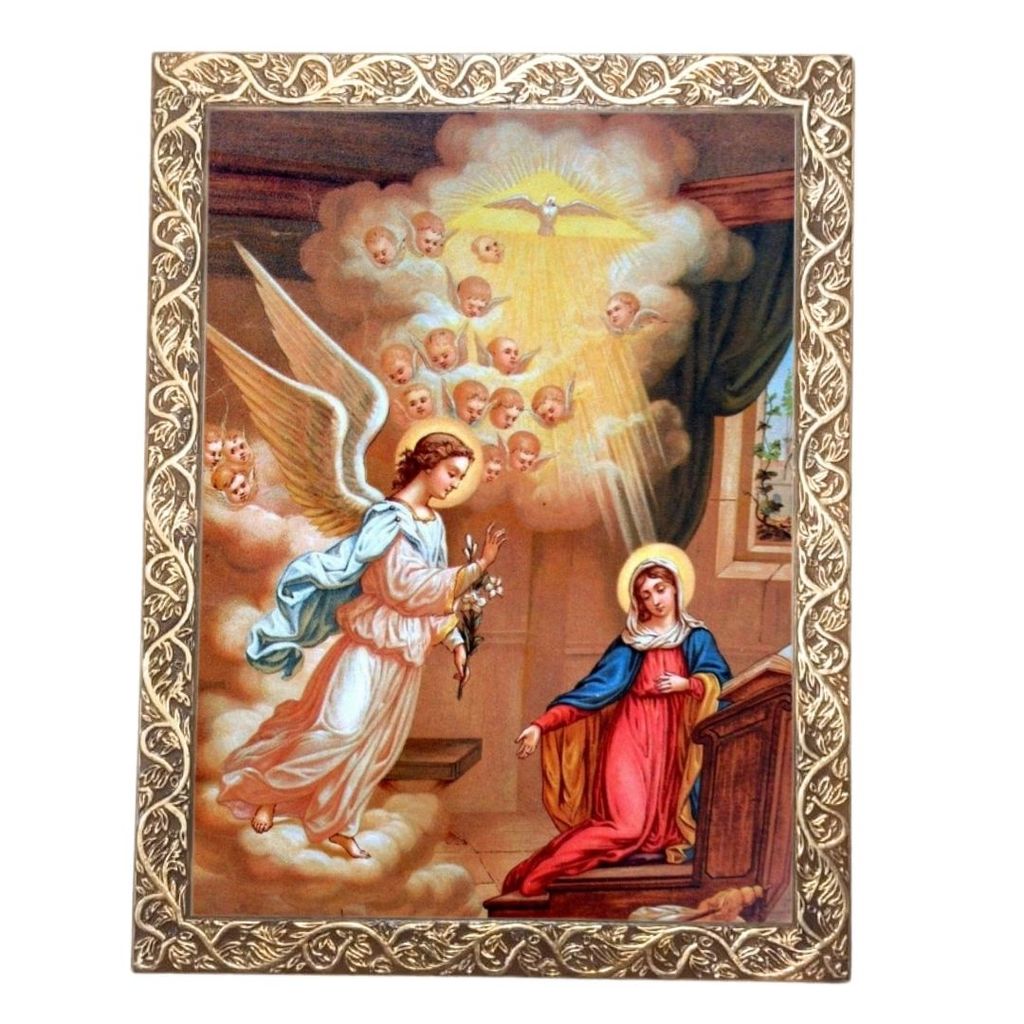 Quadro A4 Decorativo Religioso São Gabriel Arcanjo Dourado