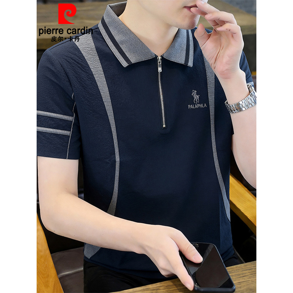 Pierre Cardan luz luxo lapela manga curta camiseta masculina verão novo estilo na moda moda único Wear camisa Polo de se