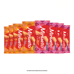 Combo Wafer Minueto Pé de Moleque 73g + Wafer Minueto Pipoca Doce 73g - 4 unidades cada