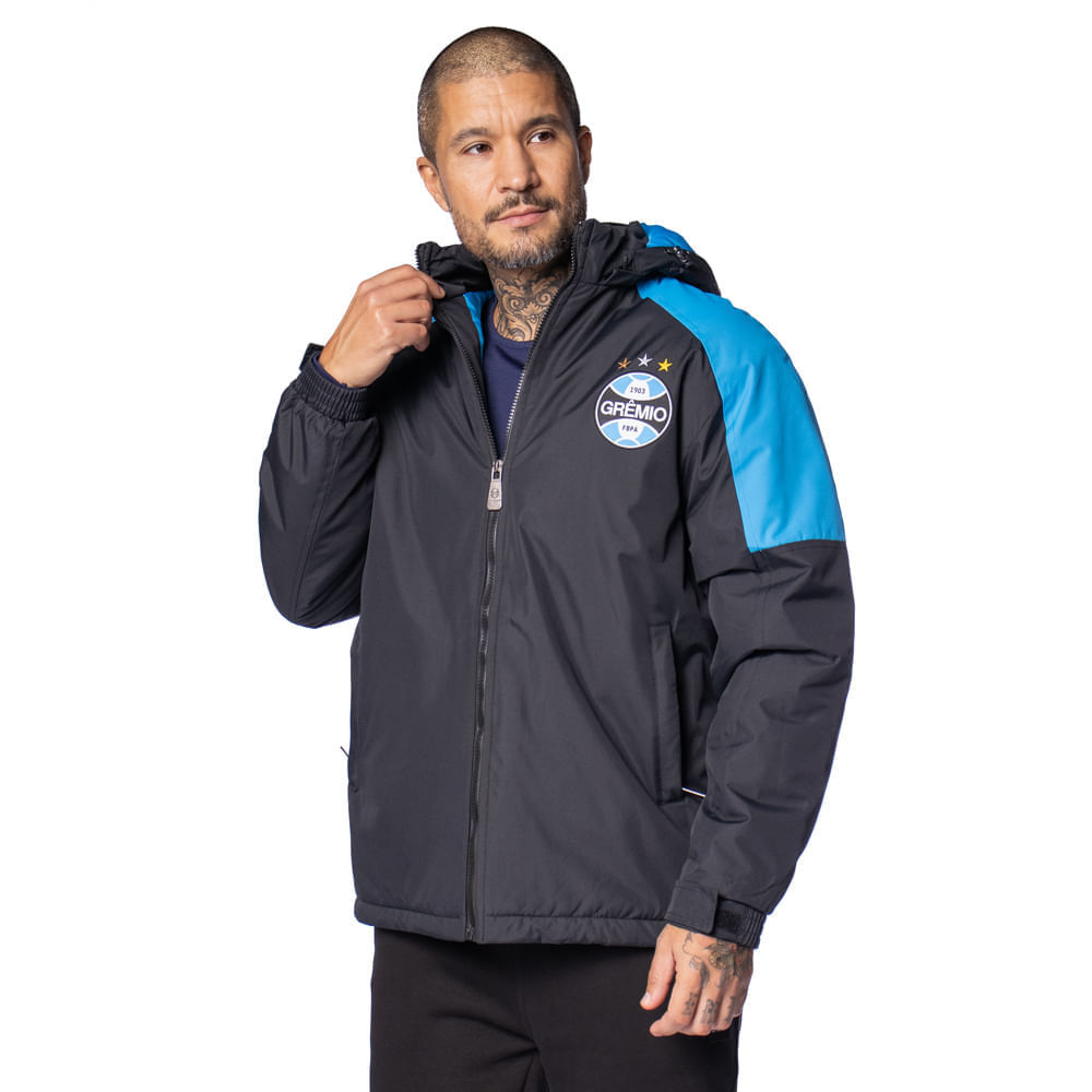Jaqueta Parka Masculina Lotus Grêmio 2026 Preto/Turquesa