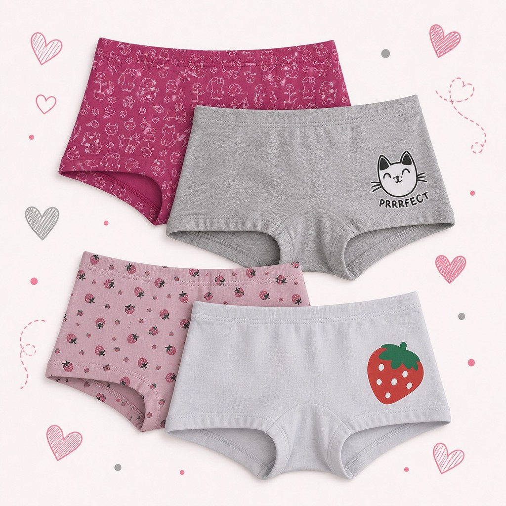 Kit com 2 Calcinhas Infantil Shortinho Menina Confortável Com Forro Duplo Algodão