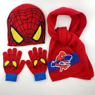 Novo Conjunto de Múltiplas Peças do Homem-Aranha: Chapéu, Luvas, Cachecol, Roupas de Malha de Desenhos Animados dos Mini