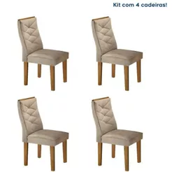 Conjunto 4 Cadeiras para Sala de Jantar Germany Bege/Ypê Ypê