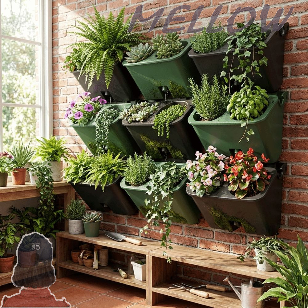 Vaso De Parede MELLOW , Plantador Vertical De Plástico Com 2/3 Furos , Recipiente De Cultivo De Plantas De Drenagem Empi