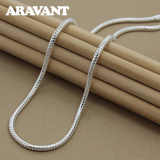 Colar de corrente tipo cobra de 3mm em prata 925 Aravant, joia de moda masculina e feminina LNAZ