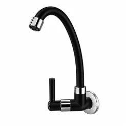 Torneira para Cozinha de Parede 1/4 de Volta Alavanca ABS Preto