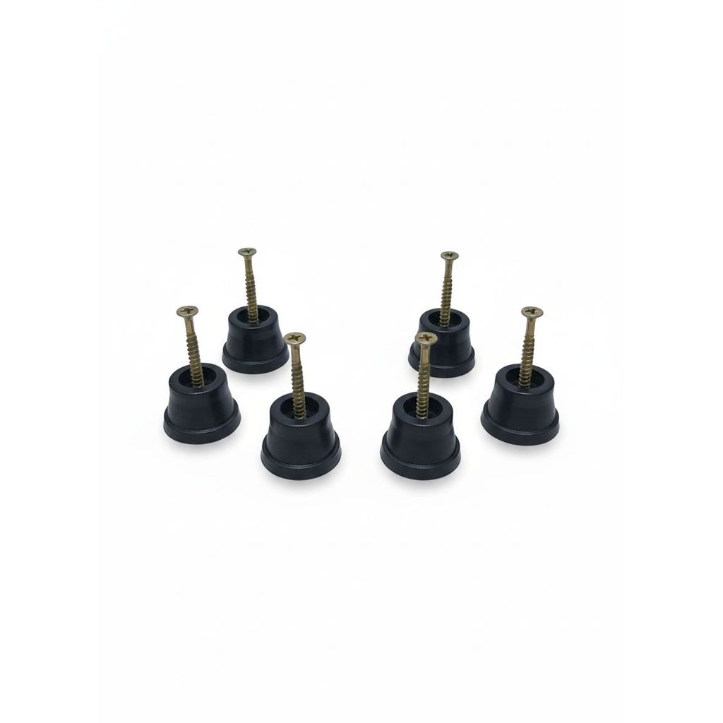 Kit 6 Pezinho Plastico Com Parafuso Sapata Redondo Para Sofá Bau Puff Cabiseira e Moveis No Geral