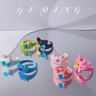 Infantil bonito monstro gato anel feminino 2024 novo estilo na moda único anel nicho Design índice dedo anel