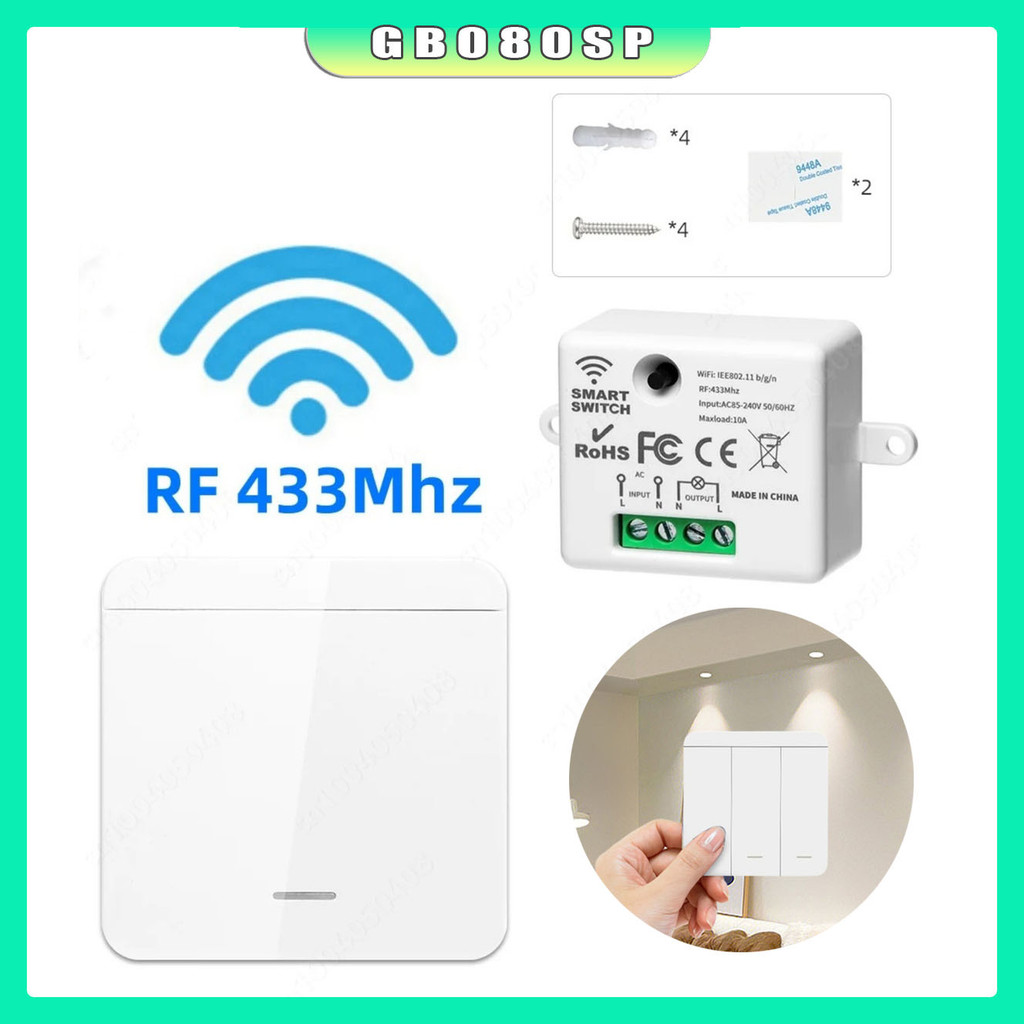 Módulo Rf433 + 2 Interruptores Sem Fio 1 Tecla 3way Escada 220V / 110V em Oferta na Shopee