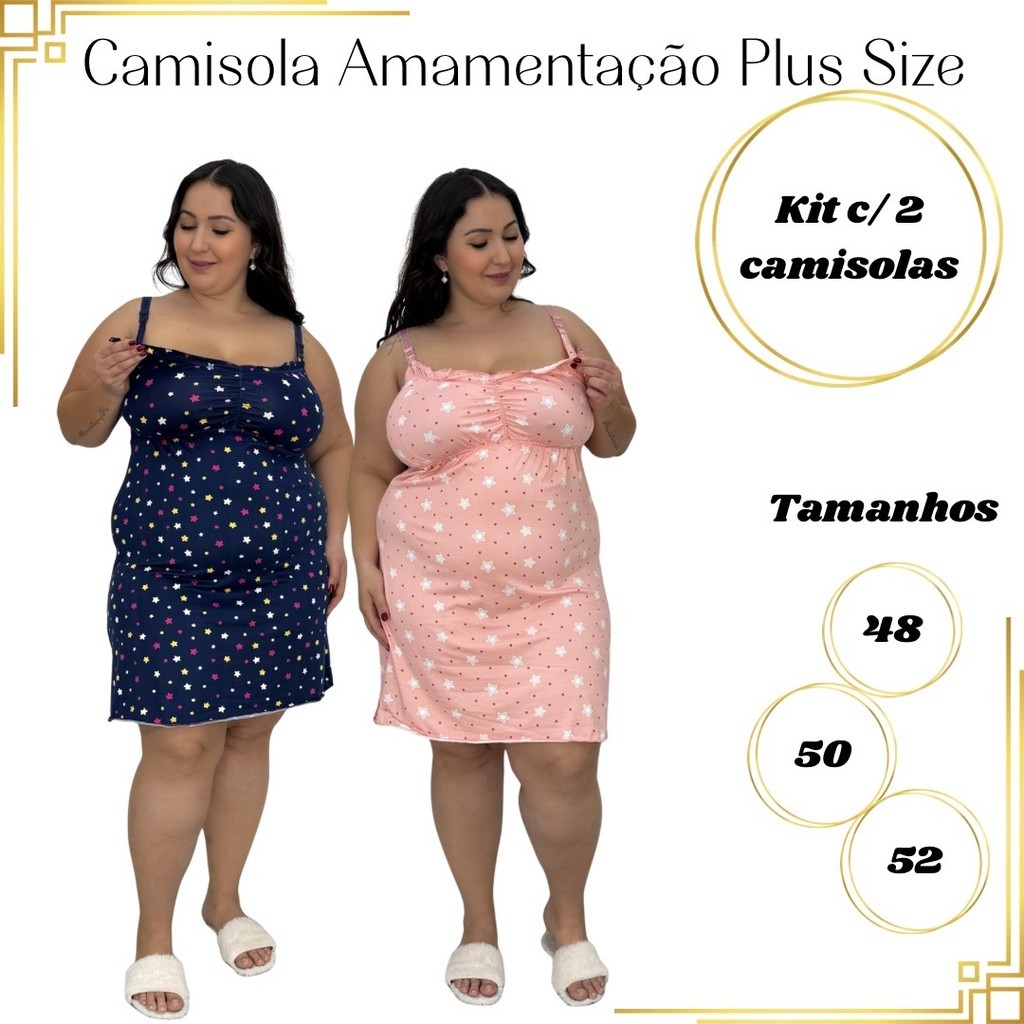 Kit 2 Camisolas Plus Size Suede 48 50 52 Carol