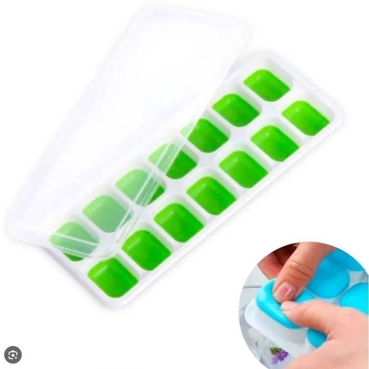 GUIANA Formas de Gelo Silicone com Tampa Rígida Flexível Fundo 14 Cubos Retangular Multiuso Lavável