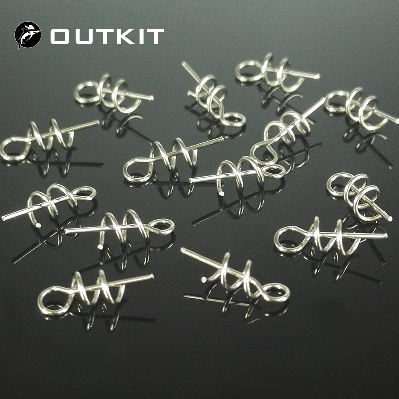 OUTKIT 50 Peças Pinos De Bloqueio De Mola De Aço Inoxidável Isca Macia Pino Manivela Gancho Conector Trava Fixa Equipame
