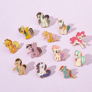 Emblema de Metal de Desenho Animado My Little Pony Europeu e Americano, Broche de Personagem Periférico de Unicórnio Ros