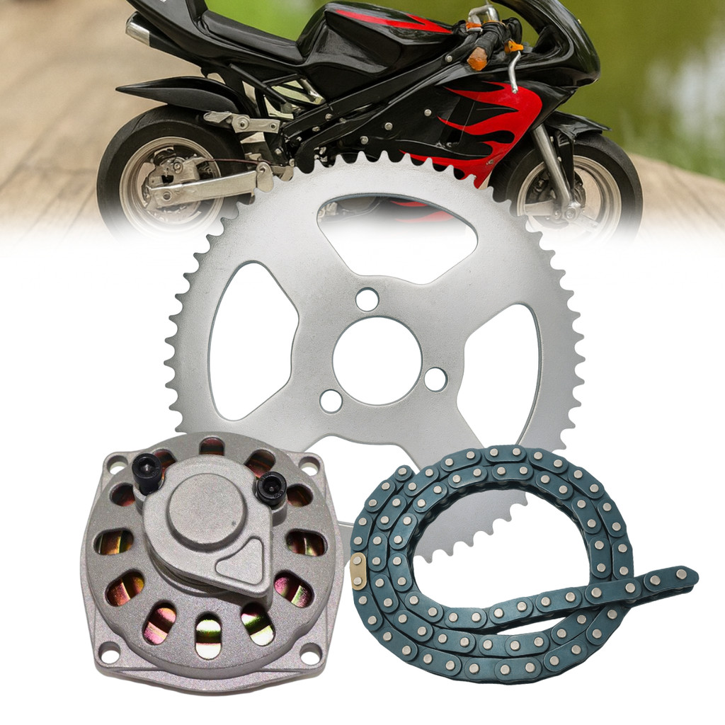 Kit Coroa + Corrente + Campana com Pinhão 6 Dentes Grosso Mini Moto Ninja