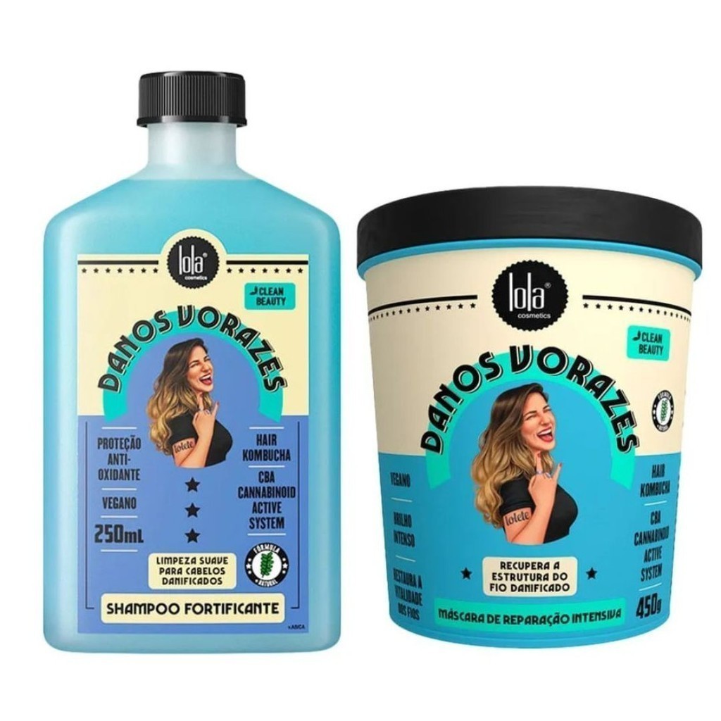 Kit Lola Cosmetics Danos Vorazes - Shampoo 250ml + Máscara De Reconstrução 450G em Oferta na Shopee