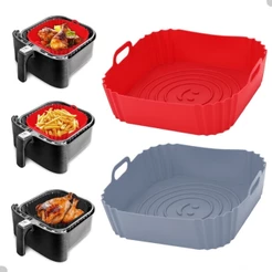 3/2/1 Formas de Silicone Quadrada Assadeira Air Fryer e Forno Forma para Fritadeira Elétrica com Alça
