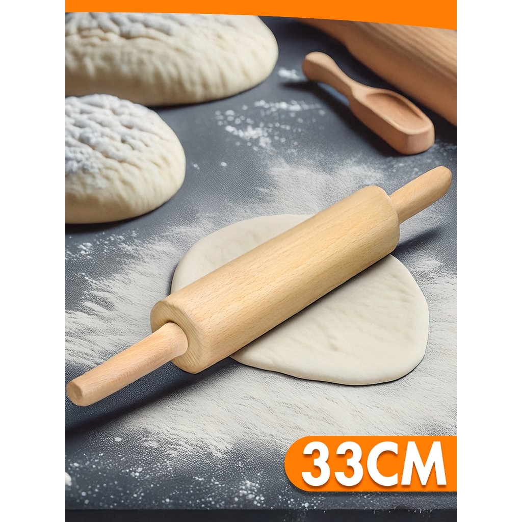 Rolo De Madeira Para Massas Pau De Macarrão 33CM Massas Pizza Biscoitos  Nano Shop