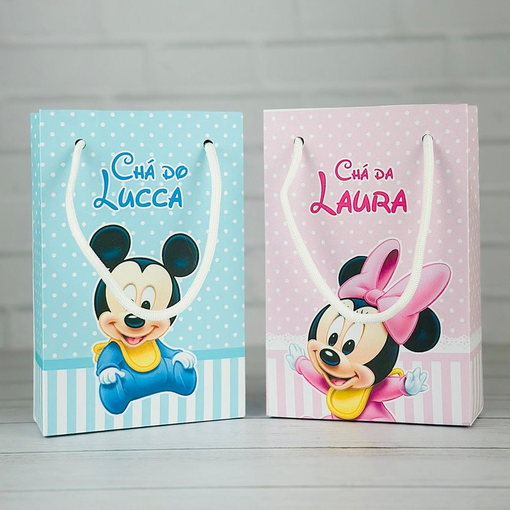 Sacolinha Mickey e Minnie Baby | Personalizada Com Nome | Festa Aniversário Lembrancinhas Personalizados Sacola de Doces