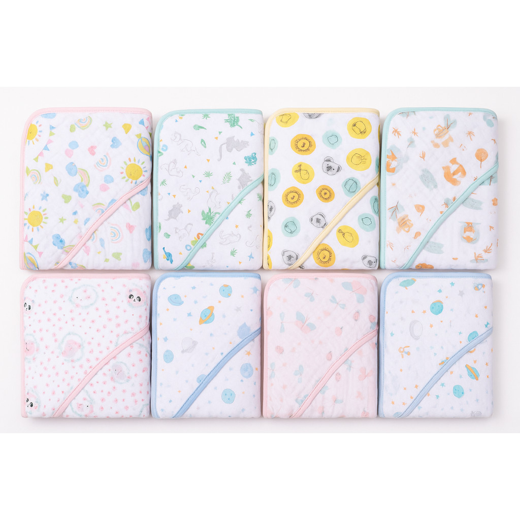 Toalha Banho Soft de Bebê Karinho 80x80cm 100% Algodão, Super Macia e Absorvente Estampas Divertidas