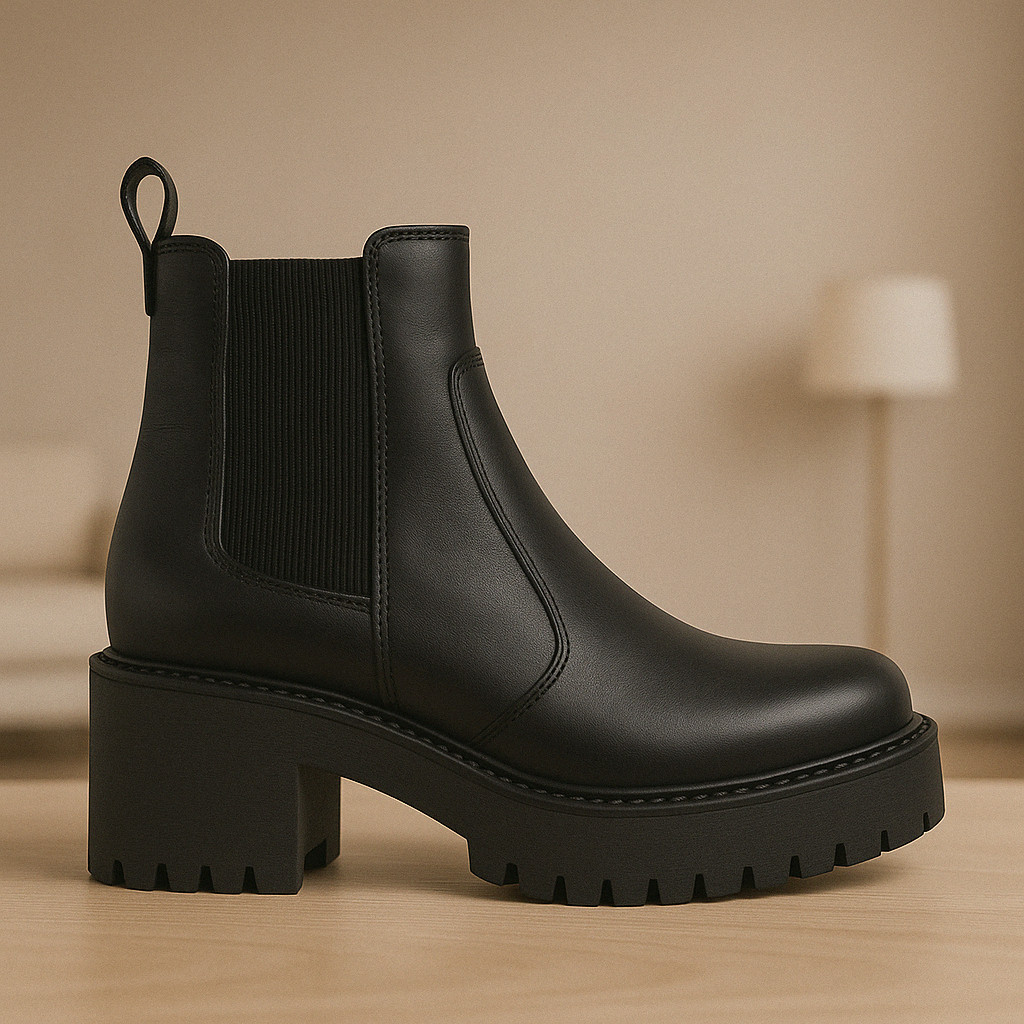 Bota Feminina Chelsea Couro Legitimo Salto Baixo Cano Curto