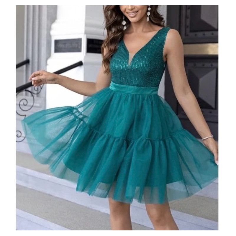 Vestido Curto Rodado Romântico Tule Brilho Festa Debutante 15 anos Formatura Princesa Moda Blogueira Rosa SH