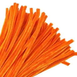 Haste de Chenille 30cm - Laranja - 100 unidades | Limpador Cachimbo, Fios Flexíveis, Pelúcia para Artesanato, DIY