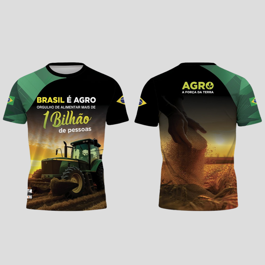 Camisa Brasil é Agro Orgulho Camiseta Agricultura A Força Da Terra
