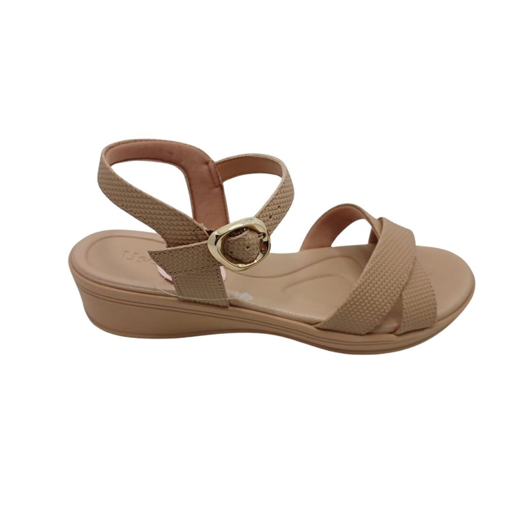 Sandalia Feminina Tira Cruzada Salto Anabela Usaflex UD0400200