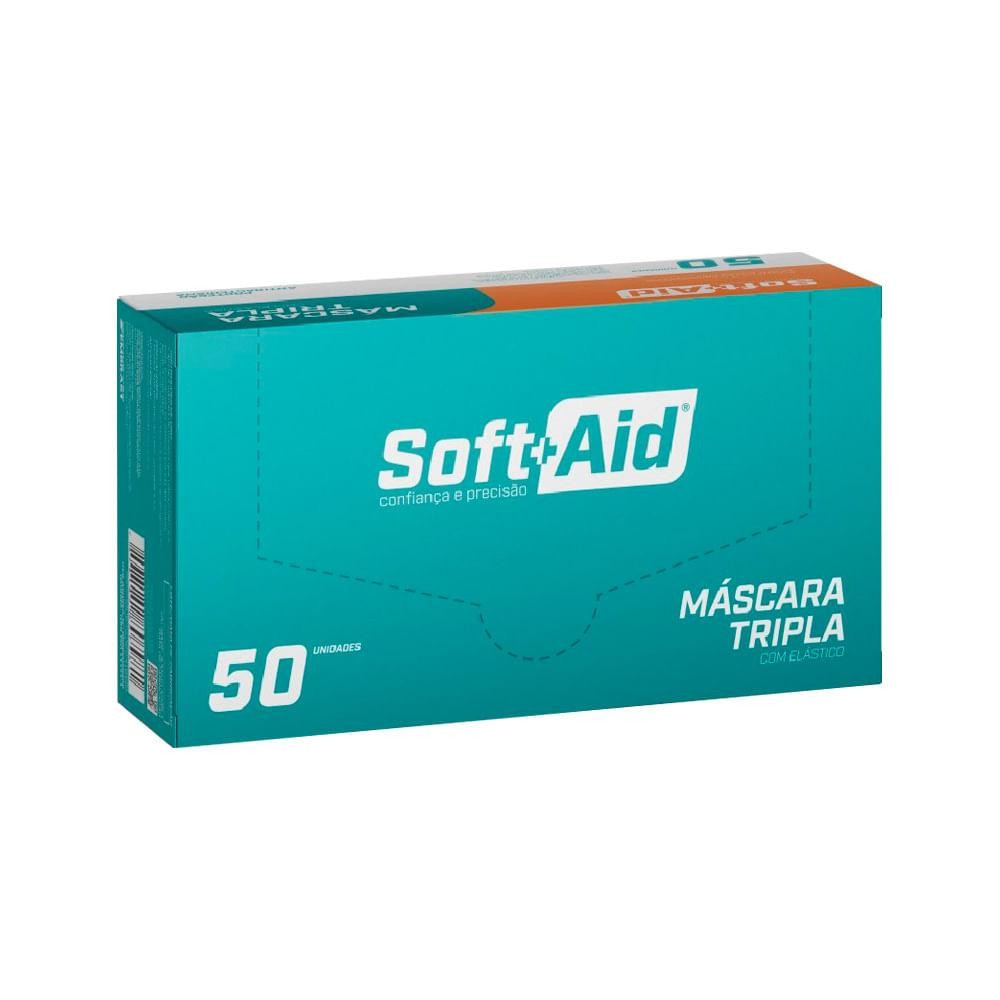 MASCARA DESCARTAVEL SOFT AID TRIPLA COM 50 UNIDADES COM ELASTICO