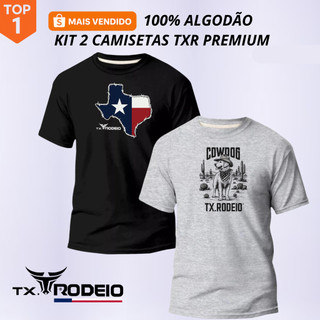 Kit 2 Camisetas Masculina Variáveis Country Rodeio Texas T02