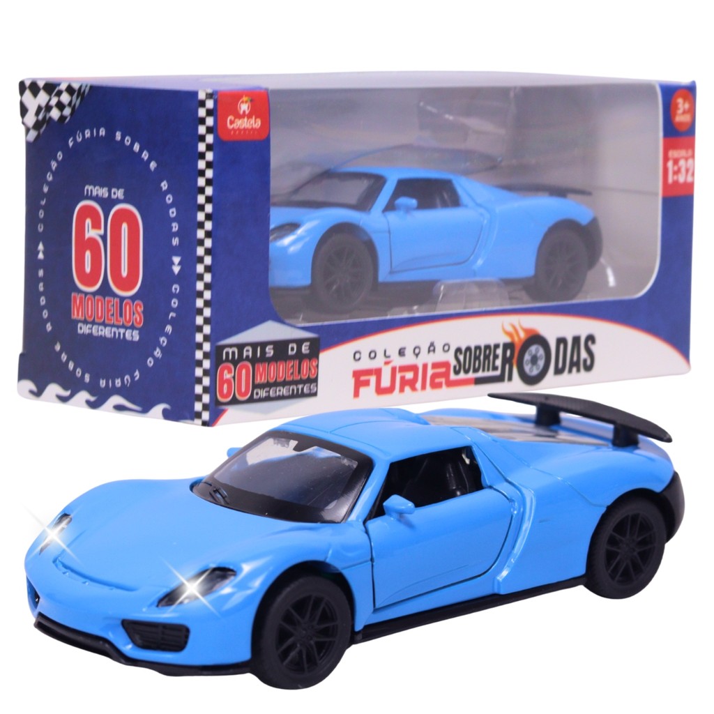 Carrinho Miniatura Azul Pull Back 1:32 C/ Som Luz - Castela em Oferta na Shopee