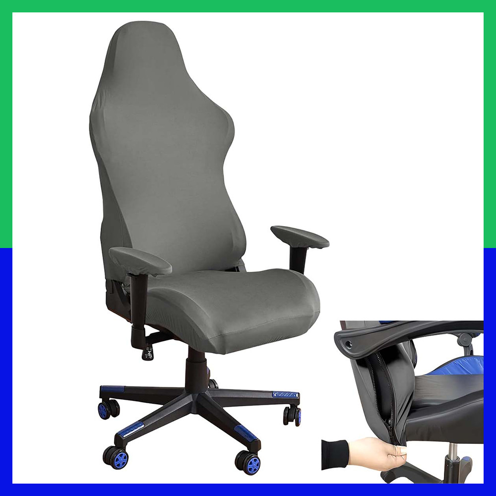 Kit Capa para Cadeira Gamer Cinza 4 Pçs – Impermeável, Protetor de Assento, com Apoio de Braço