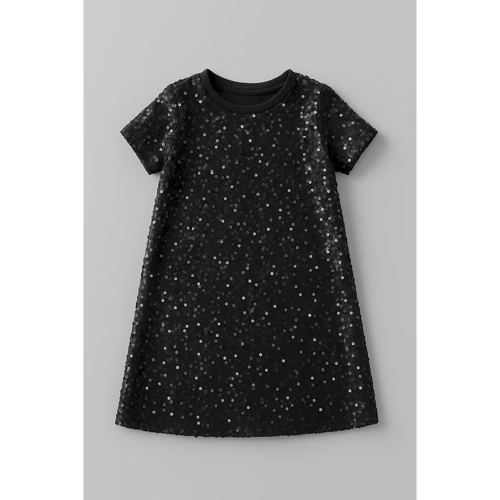 Vestido Infantil Menina Paetê Festas Preto com Forro-KUKIÊ