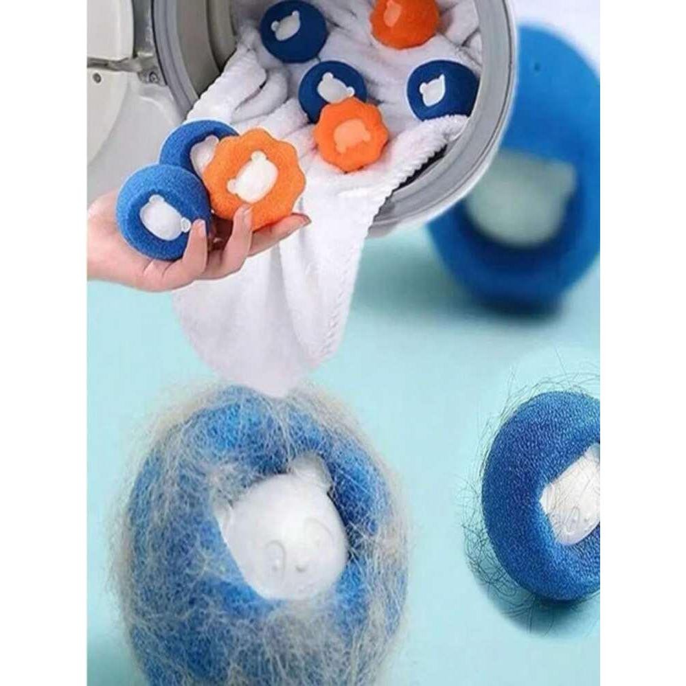 KIT Coletor de Pelos Bola Panda 6cm Esponja Mágica Maquina De Lavar Roupa Removedor de Pelos Cabelos